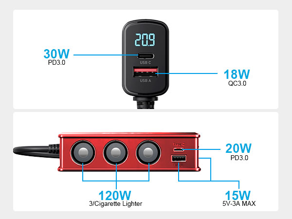 185W cigarette lighter adapter