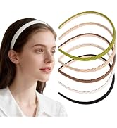 Zilotusnte Women's Thin Headbands 5 Pack - Non Slip Knitted Hairbands, Fashion Solid Color Hair B...
