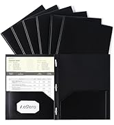 Aegero Folders with Pockets and Prong with Fasteners (6 Pack,Black),Durable Plastic Pocket Folder...