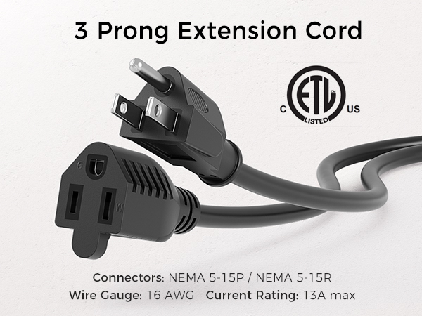 16 AWG Heavy Duty Power Extension Cord
