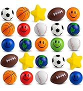 Bulk Mini Stress Balls for Kids (25 Pack) 2-3 Inch Soft Squeezable Squishy Fidget Toys Balls, Var...