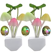 2 Pack Sensor LED Night Lights, Color Changing Plug-in Led Mushroom Dream Bed Lamp for Kids Child...