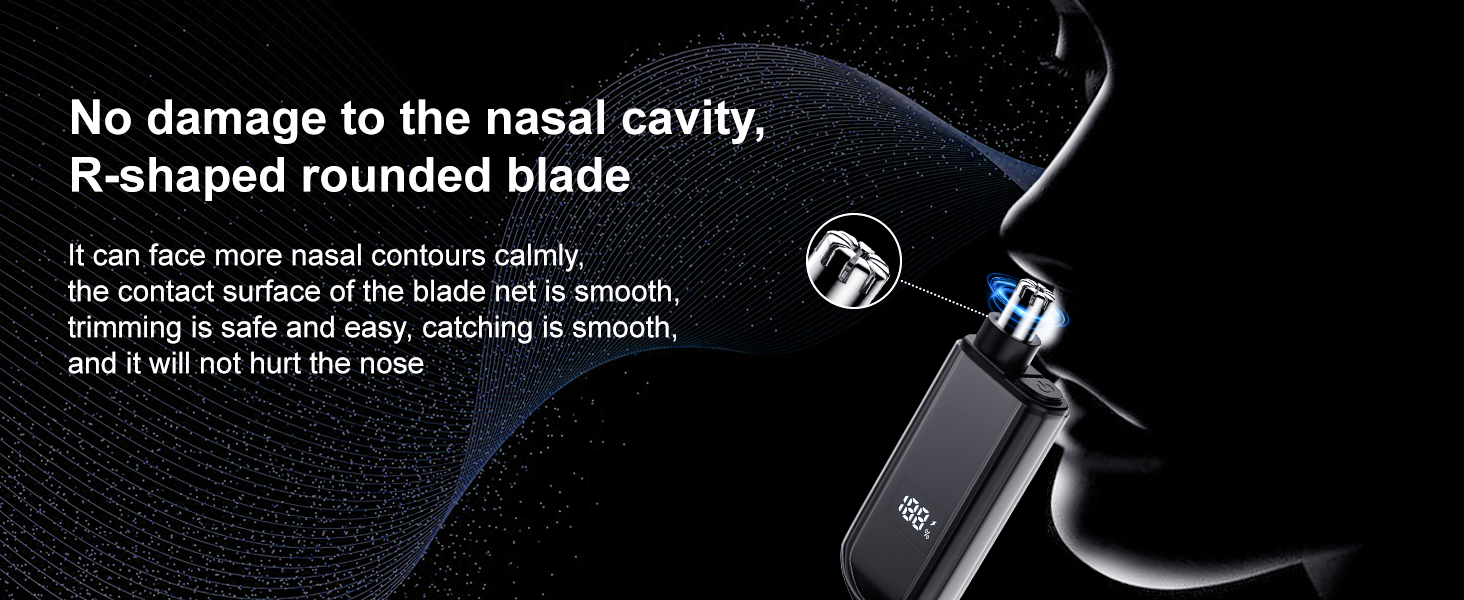 Nose hair trimmer with R-shaped blade (safe for nasal cavity)