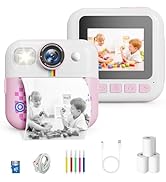 Contixo KC4 Kids Camera Instant Print, Pink 2.4” Screen Children Digital Printing Cameras with 10...