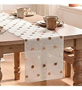 Artoid Mode Beige Coffee Brown Pom Pom Tulle Table Runner, Seasonal Washable Kitchen Dining Table...