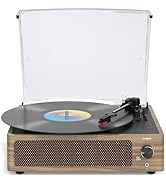 WOCKODER Vintage Record Player for Vinyl with Speakers Turntable Vinyls Records Belt-Driven LP Ph...
