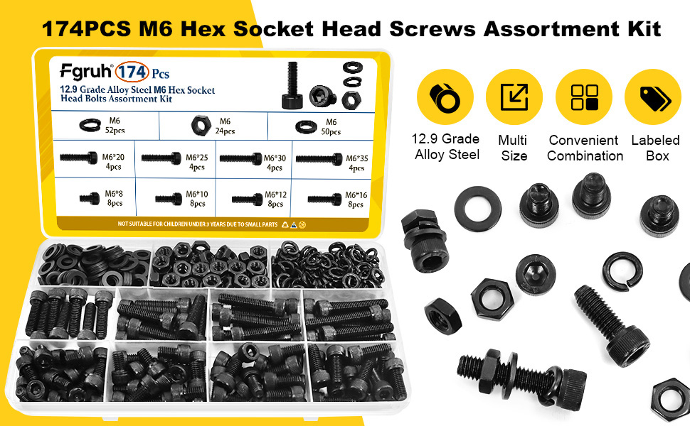 m6 socket head screws assortment
