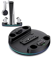 NEWDERY for PlayStation 5/Slim/Pro Console Stand, with Dual Charging Station for PlayStation 5 Co...