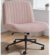 Shintenchi Criss Cross Chair,Cross Legged Office Seat with Wheels Armless Swivel Vanity Chair,Hei...