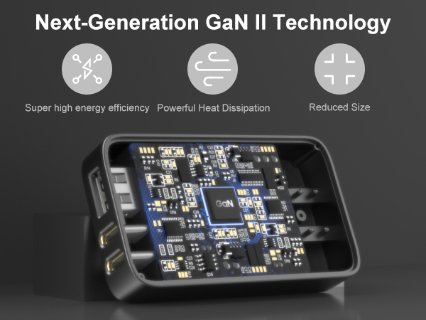 This ultra-thin wall plug charger uses the latest GaN? technology