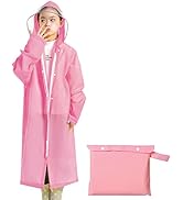 Portable Kids Rain Poncho, Reusable Raincoat with Hoods and Sleeves, Durable, Lightweight for Out...
