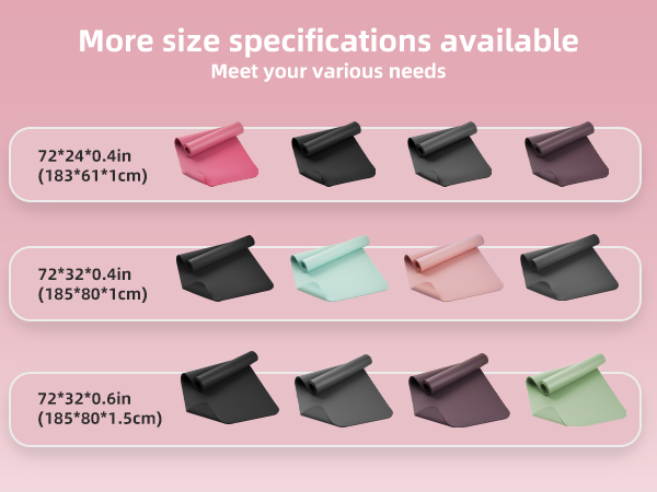 More size specifications available