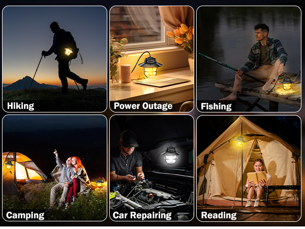 a collage of different types of camping lights