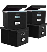 Huolewa New Portable File Organizer Boxes Set of 4, Collapsible Linen Hanging Filing Storage Boxe...