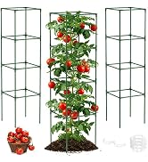 Unves 3 Pack Tomato Cage for Garden, 16" W x 66" H Square Tomato Trellis Plant Support Frame with...
