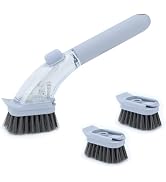 DAPOWER Soap Dispensing Dish Brush with Handle, Kitchen Scrub Brush for Dishes Pots Pans Sink Cle...