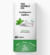 The Humble Co Chewable Toothpaste Tablets with Fluoride, Mint - Bite, Chew, Brush - Zero Water &amp; ...