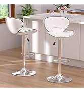 Bar Stools Set of 2, Adjustable Swivel Barstools for Kitchen Counter, Modern PU Leather Counter H...