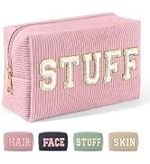 MAGEFY Corduroy Makeup Bag Small Makeup Bag for Purse with Compartments Cute Makeup Pouch Cosmeti...