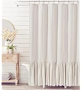 Felisa Farmhouse Shower Curtain with A Ruffle Hem, Linen Blend Shower Curtain for Bathroom,Natura...