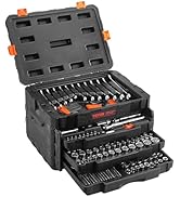 VEVOR Mechanics Tool Set and Socket Set, 1/4" 3/8" 1/2" Drive Deep and Standard Sockets, 450 Pcs ...
