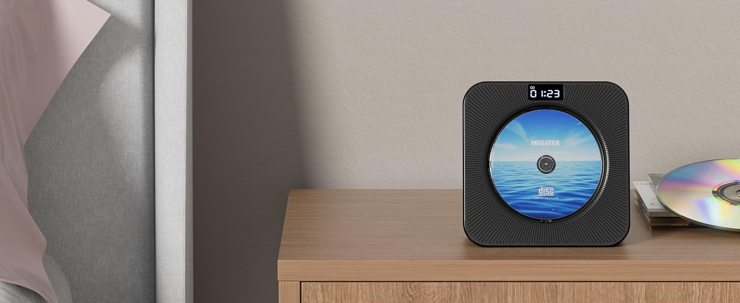 MEGATEK CP28BR Portable Desktop CD Player with Front-Loading CD Player