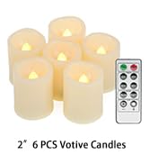 6 PCS Led Flickering Flameless Votive Tea Lights Candles with Remote Control Battery Operated/Ele...