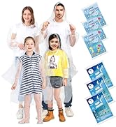 TUNCHMO Disposable Rain Ponchos Family 6 Pack Adults kids 50% Extra Thicker Emergency Ponchos wit...
