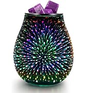 inrorans 3D Glass Electric Wax Melt Warmer Oil Burner with Stable Heating PTC Reusable Silicone T...