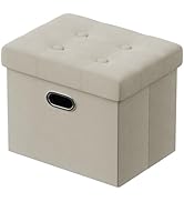 PRANDOM Ottoman with Storage [1-Pack] Velvet Folding Small Square Foot Stool with Lid for Living ...