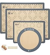 Silicone Baking Mat Set of 4, GUANCI Grade Food Baking mats Non-Stick Reusable Pizza Bakeware Mat...