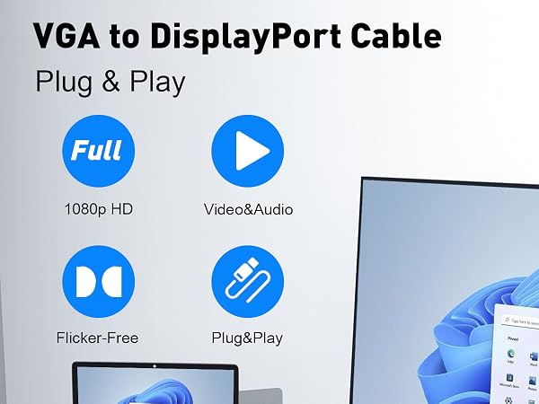 vga to displayport cable