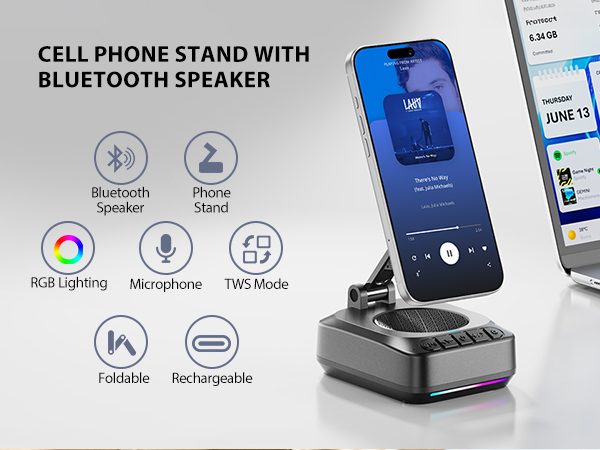 Cell Phone Stand with Bluetooth Speaker