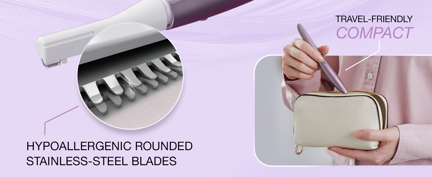 Travel friendly and hypoallergenic stainless steel blade