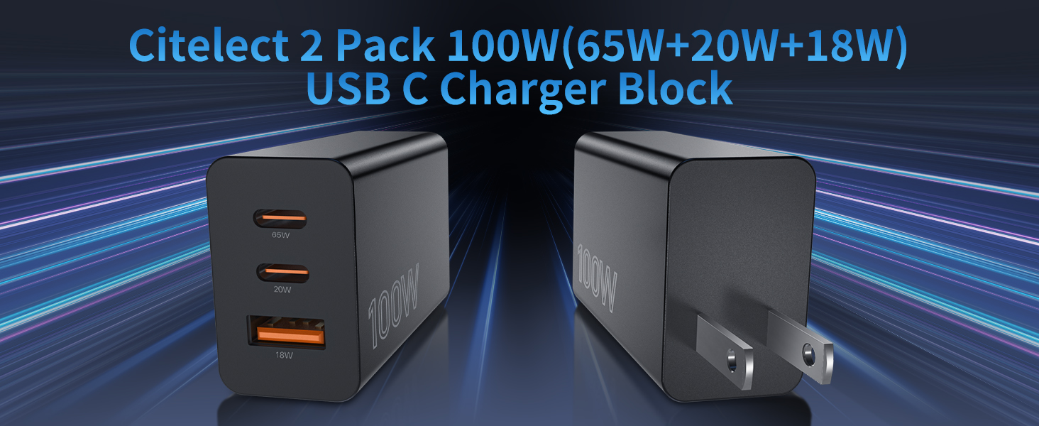 Citelect 2 Pack 100W USB C Charger Block