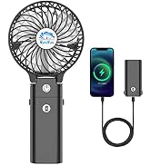 HandFan 5200mAh Portable Handheld Fan, Personal Hand Held Fan USB Rechargeable, 180° Foldable,3 S...