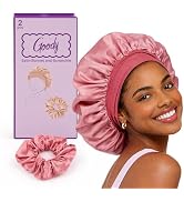 Goody Satin Bonnet &amp; Scrunchie 2-Piece Set, Soft No-Slip Bonnet for Sleeping with Matching Scrunc...