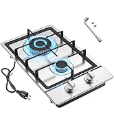 Nafewin 2 Burner Gas Stove Propane Cooktop, Bulit-in Gas Cooktop 12 inch, Stainless Steel Gas Bur...