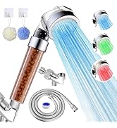 LED Shower Heads with Handheld, Mineral Shower Heads 3 Color Light Change Automatically High Pres...