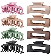 8 Pack Large Claw Clips for Women, 4.3 Inch Strong Hold Non Slip Matte Hair Clips for Thick Thin ...