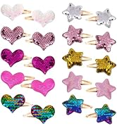 Choicbaby 20 Pcs Sequins Hair Pins Snap Hair Clips for Girl Star and Heart Metal Hair Accessories...