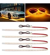 Amber Led Strip Lights,24inch 12V Interior Light Strip IP68 Waterproof Cuttable for Car Motorcycl...