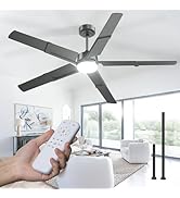 Amico Ceiling Fans with Lights, 62 Inch Black Modern Ceiling Fan with Light and Remote Control, 6...