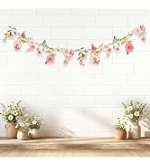 Wildflower Garland Banner,6.5Ft Pre-Strung Watercolor Floral Bunting, Laminated Fairy Woodland En...
