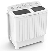 ARLIME Portable Washing Machine, Twin Tub Compact Laundry Washer with Built-in Gravity Drain, 20 ...