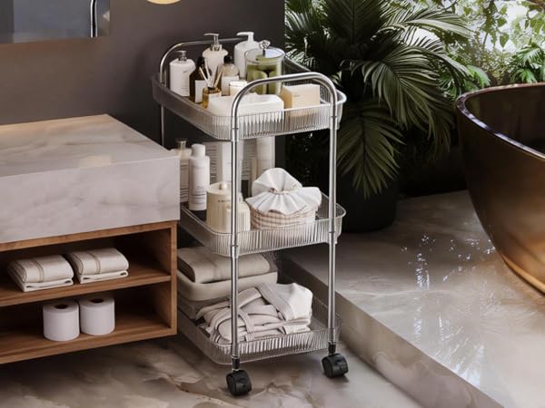 STARLATTA 3 Tier Rolling Cart with Lockable Wheels