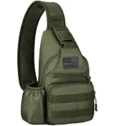 ZHIERNA Tactical Sling Crossbody Backpack with Water Bottle Holder, MOLLE EDC Shoulder Sling Ches...