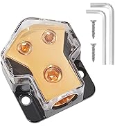NuIth 1PC 2 Way Copper Power Distribution Block, 0/2/4 Gauge in 4/8 Gauge Out Auto Car Audio Dist...