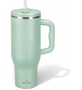 34HD Pastel Green 40oz Insulated Tumbler with Handle and Hidden Straw | Triple-wall Vacuum Insula...