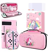 Unicorn Carrying Case Compatible with Nintendo Switch-Pink Portable Hard Shell Storage Bag and Pr...